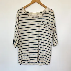 Madewell Navy & White Striped Sail Away Striped Chain Neckline Tee Womens S thumbnail 2