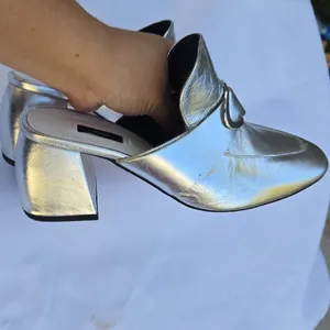 Mango Metallic Silver Mules thumbnail 11