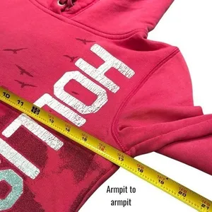 Y2K Hollister Spellout Pink Hooded Pullover Comfort Collegiate Coastal Size M thumbnail 11