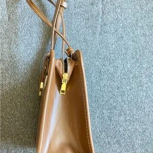 classic Argyle Shoulder Bag Brown PU Leather shoulder bag – Preppy‎ Retro Style thumbnail 4