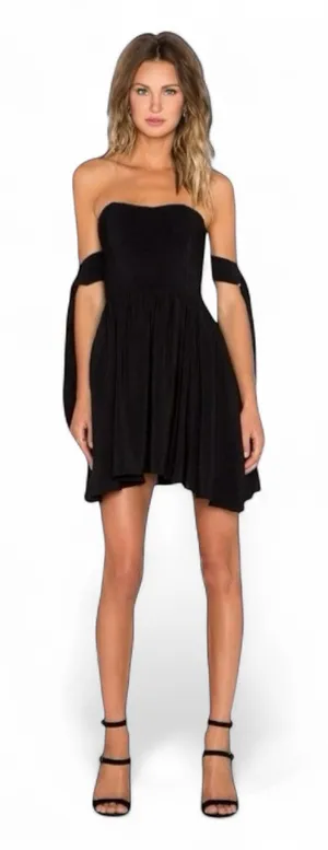 Lucy Paris Deetz Strapless Black Cocktail Dress Size Medium Sweetheart Arm Ties thumbnail 1