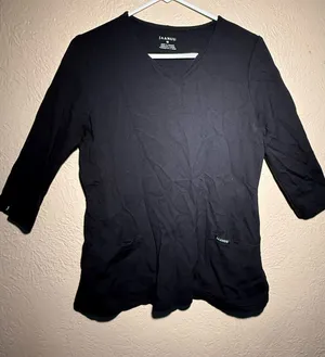 Jaanuu Black V-Neck Long Sleeve Medical Top thumbnail 1