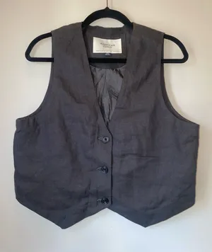 American Eagle Outfitters Gray Tailored Vest thumbnail 1