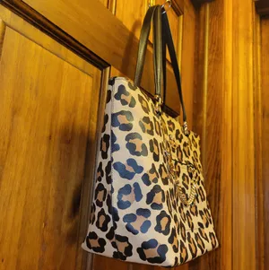 PRICE DROP Coach Town Car Ocelot Leopard Print Tote Leather Tan, Brown & Black thumbnail 3