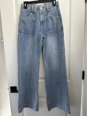 PTCL Utility High Waist Wide Leg Jeans Light Wash Indigo Size 25 thumbnail 5