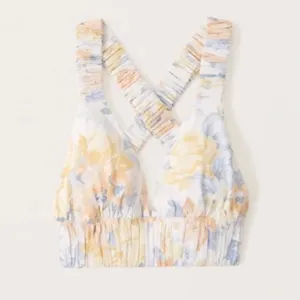 ABERCROMBIE & FITCH Cropped Top‎ Flower Linen Bralette size Small thumbnail 2