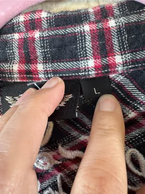 Harley Davidson Red Black Plaid Button Down Shirt Womens L Embroidered Flannel thumbnail 8