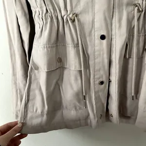 Zara Basic tan cream‎ jacket button down pockets elastic sides trendy classic Size XS thumbnail 3