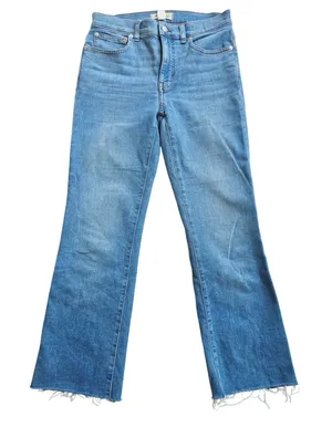 Madewell Kick Out Full-Length Flare Jeans‎ Medium Wash Raw Hem DM7443 Blue 27 thumbnail 1