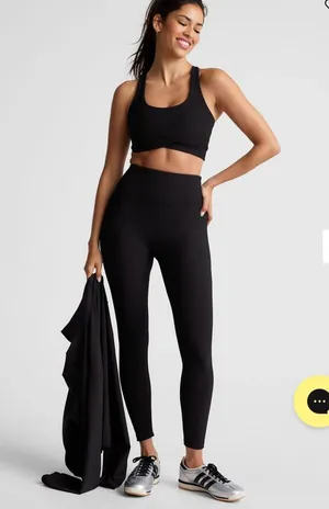 Beyond yoga Impulse Ribbed legging in black thumbnail 1