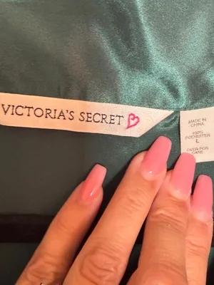 Victoria's Secret Emerald Green Satin Night Gown Shirt with Front Pocket Large thumbnail 3