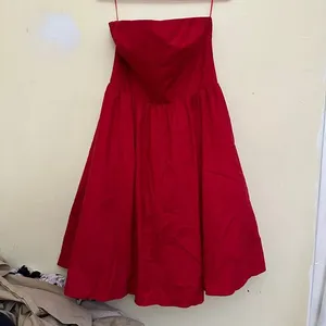 Reformation Buttercup‎ Dress Size 10 Red Fit and Flare Strapless Midi Formal thumbnail 14