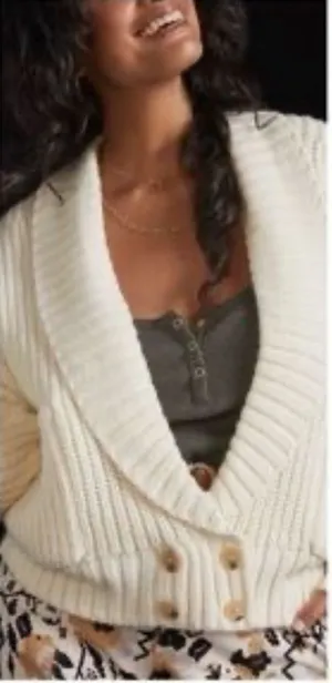Anthropologie Cream Cardigan Size M thumbnail 1