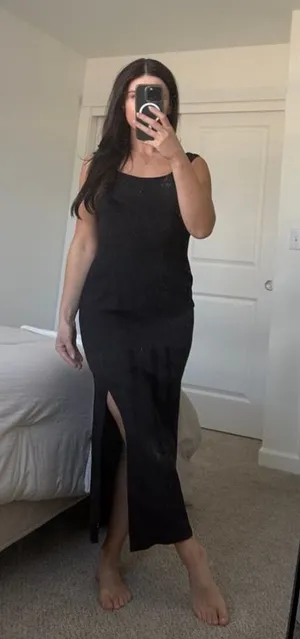 Boutique Black midi dress with side slit thumbnail 1