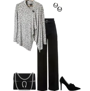 Bobeau Grey Leopard One-Button Fleece Wrap/Cape/ Cardigan thumbnail 4
