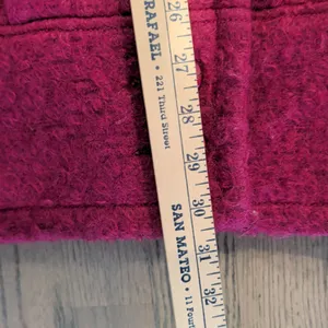 Vintage Alectra Magenta Pink Boucle Wool Blend Funnel Neck Coat Made in USA thumbnail 5