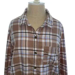 Aeropostale Beige/Tan Plaid Flannel Shirt thumbnail 2