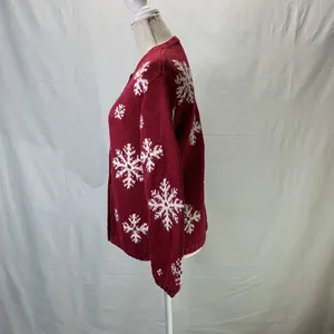 Eddie Bauer Vintage Nordic Red and White Snowflake Cardigan Sweater Size… thumbnail 7