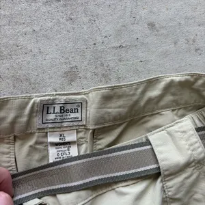 L.L. Bean convertible cargo hiking pants feature a built-in webbed belt and zip-off lower legs. thumbnail 3
