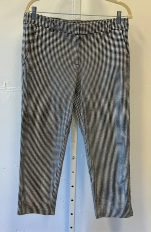 LOFT The Riviera Slim Gingham Houndstooth Pants Black White Check Cropped Size 8 thumbnail 1