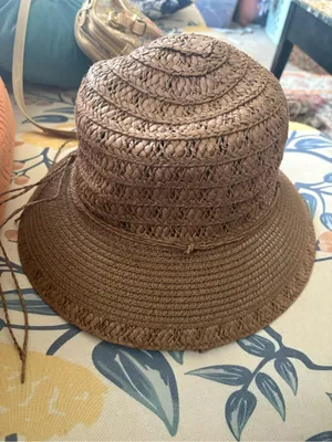 Brown Woven Paper Wide Brim Hat Boho 70s Granola One Size thumbnail 2