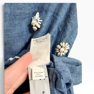 J.Crew Women's Chambray Embellished Shoulder Tie Top size 6 #G7638 thumbnail 6