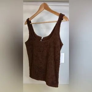 NWT Steve Madden Fuzzy Brown Tank Top sz L thumbnail 2
