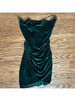 Lucy In the sky Green Velvet Mini Dress Size XSmall thumbnail 3