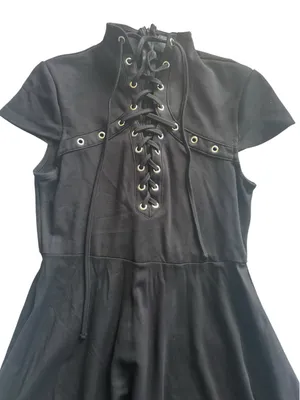 Killstar Tied Up Skater Dress Black Metal Detail Goth Alternative Emo M thumbnail 6