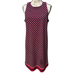 Banana Republic NWT Womens‎ Navy Red Geometric Sleeveless Shift Dress Medium thumbnail 2