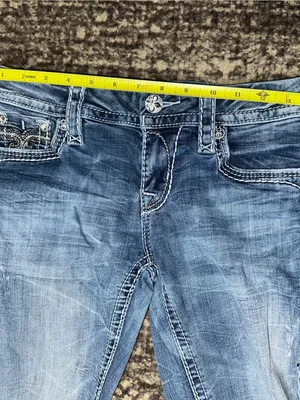 Rock Revival Denim Women’s Size 26 Blue Straight Leg Distressed Embellished Flap thumbnail 10
