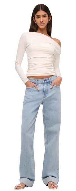 Abercrombie & Fitch The Baggy Low Rise Jeans Light Wash 32 14L Wide Leg thumbnail 1