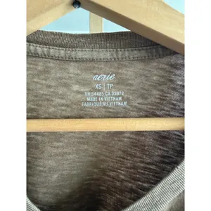 Aerie‎ Womens XS Brown Mineral Wash Long Sleeve Cropped T-Shirt Oversized Fit thumbnail 3