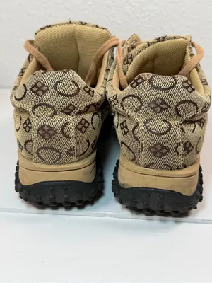 Giovani Studio Sneakers Women Size 9 Beige Brown Monogram Lace Up Casual thumbnail 6