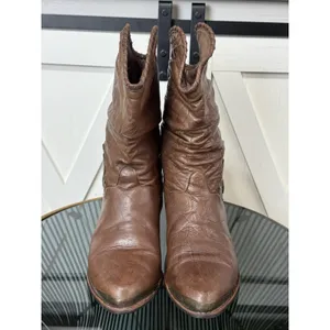 Vintage Mobility Sport Women’s Brown Leather Slouch Western Boots Metal Toe 7B thumbnail 3