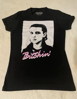 Bitchin Stranger Things Womens T-Shirt *Slim Fit* Size SM Black thumbnail 1