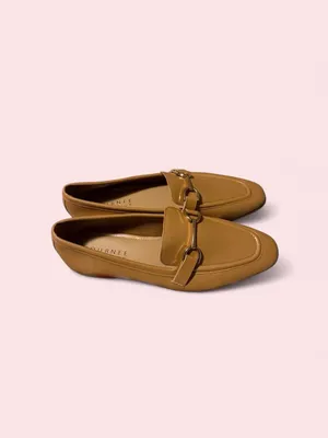 Journee Collection Tan Leather Loafers with Metal Bit thumbnail 2