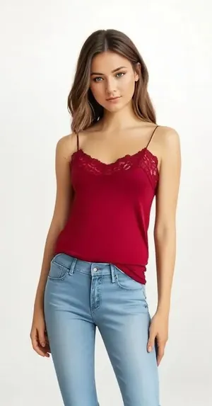 White House‎ Black Market Women’s Size Small Red Lace Camisole Tank Top thumbnail 1