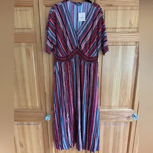 BloomChic Striped Contrast Dolman Sleeve Shirred Pocket Maxi Dress size 12 nwt thumbnail 5