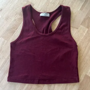Zenana womens cropped tank top maroon burgundy cotton spandex L large thumbnail 1