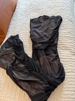 ZARA Black mesh high neck Bodycon midi dress thumbnail 7