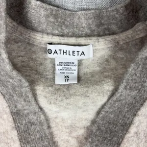 Athleta Cardigan Womens XS Petite Beige Wool Blend Westlake V Neck Button‎ Rib thumbnail 5