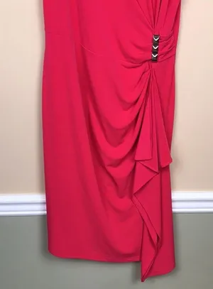 MICHAEL Michael Kors Women’s Stud Waist Drape Detail Hot Pink Sheath Dress thumbnail 3