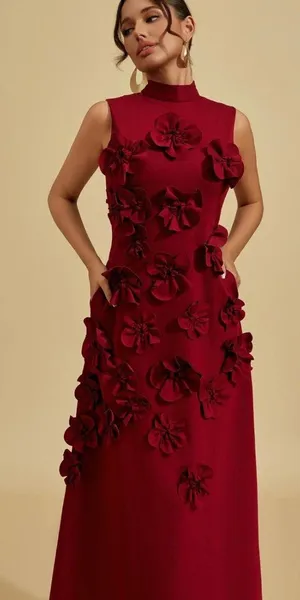 Classy Red Wine Dress. Sleeveless. Sophisticated. Size Medium thumbnail 1