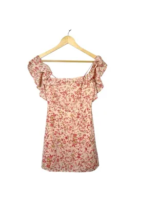 For Love & Lemons Aurora Floral Mini Dress Off Shoulder Ruffle XS thumbnail 2