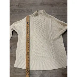 J.Crew Women's Small Cream Mock Neck Sweater Cableknit Knit Pullover Classic thumbnail 3
