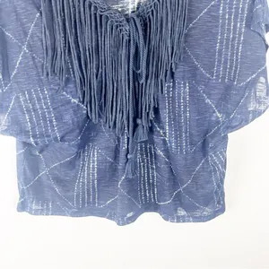 DENIM & SUPPLY Fringe Trim V-Neck Tassels Short Sleeves Top Western Boho Medium thumbnail 5