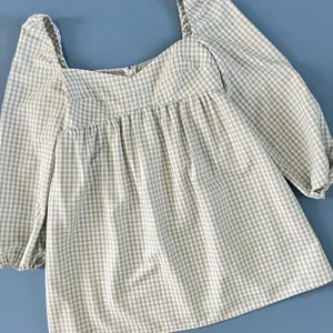 Gianni Bini NWT Kennedy Green Gingham Long Sleeve Sweetheart Neck Babydoll Dress thumbnail 6