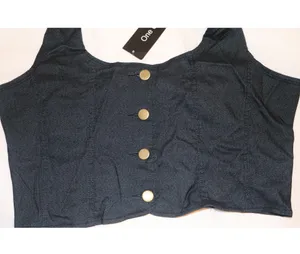 Button Up Halter Vest Crop Top Black Size M thumbnail 2