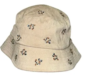 Floral‎ Embroidered Corduroy Bucket Hat Beige Cottagecore Boho OSFM thumbnail 1